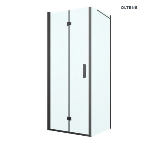 Hallan Oltens Hallan kabina prysznicowa 80x80 cm kwadratowa drzwi ze ścianką czarny mat/szkło przezroczyste 20007300