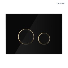 Lule Oltens Lule przycisk spłukujący do WC szklany czarny/złoty mat/czarny 57203300