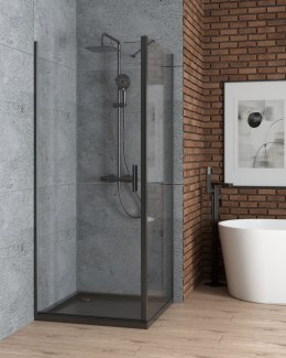 Rinnan Oltens Rinnan drzwi prysznicowe 90 cm wnękowe czarny mat/szkło przezroczyste 21208300