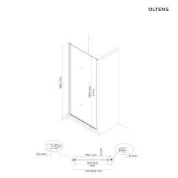 Rinnan Oltens Rinnan kabina prysznicowa 90x100 cm prostokątna drzwi ze ścianką czarny mat/szkło przezroczyste 20217300
