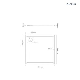 Superior Oltens Superior brodzik 90x90 cm kwadratowy akrylowy czarny mat 17001300