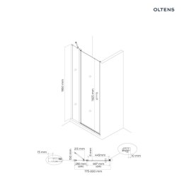 Verdal Oltens Verdal drzwi prysznicowe 80 cm czarny mat/szkło przezroczyste 21203300