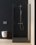 Verdal Oltens Verdal kabina prysznicowa 80x80 cm kwadratowa drzwi ze ścianką czarny mat/szkło przezroczyste 20010300