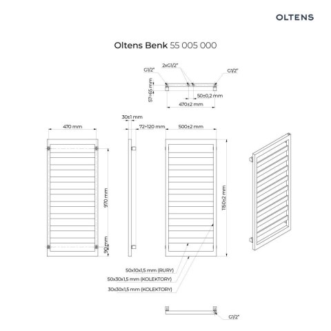 Benk Oltens Benk grzejnik łazienkowy 115x50 cm biały 55005000 Benk Oltens Benk grzejnik łazienkowy 115x50 cm biały 55005000