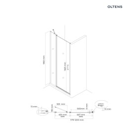 Verdal Oltens Verdal kabina prysznicowa 120x90 cm protokątna drzwi ze ścianką czarny mat/szkło przezroczyste 20213300