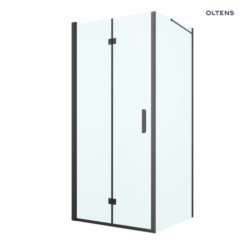 Hallan Oltens Hallan kabina prysznicowa 90x90 cm kwadratowa drzwi ze ścianką czarny mat/szkło przezroczyste 20008300