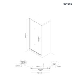 Rinnan Oltens Rinnan kabina prysznicowa 100x100 cm kwadratowa drzwi ze ścianką czarny mat/szkło przezroczyste 20015300