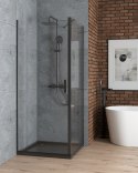 Verdal Oltens Verdal kabina prysznicowa 100x100 cm kwadratowa drzwi ze ścianką czarny mat/szkło przezroczyste 20012300