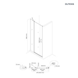 Verdal Oltens Verdal kabina prysznicowa 90x90 cm kwadratowa drzwi ze ścianką czarny mat/szkło przezroczyste 20011300