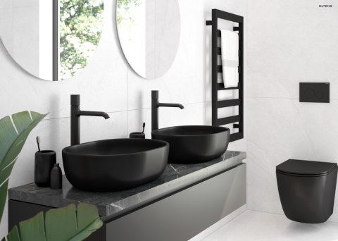 Hamnes Oltens Hamnes umywalka 49x39,5 cm nablatowa owalna z powłoką SmartClean czarny mat 40800300 Hamnes Oltens Hamnes umywalka 49x39,5 cm nablatowa owalna z powłoką SmartClean czarny mat 40800300