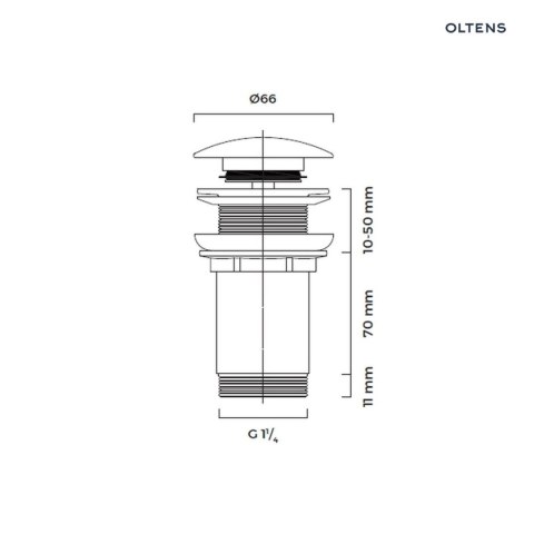 Rovde Oltens Rovde korek umywalkowy klik klak bez przelewu G1 1/4 złoto szczotkowane 05200810 Rovde Oltens Rovde korek umywalkowy klik klak bez przelewu G1 1/4 złoto szczotkowane 05200810