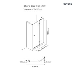 Disa Oltens Disa drzwi prysznicowe 90 cm wnękowe szkło przezroczyste 21204100