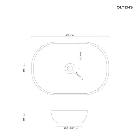 Hamnes Thin Oltens Hamnes Thin umywalka 49,5x35,5 cm nablatowa owalna z powłoką SmartClean czarny mat 40819300