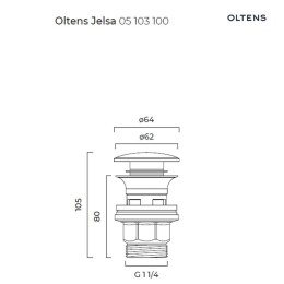 Jelsa Oltens Jelsa korek do umywalki klik klak okrągły z przelewem G 1 1/4 chrom 05103100
