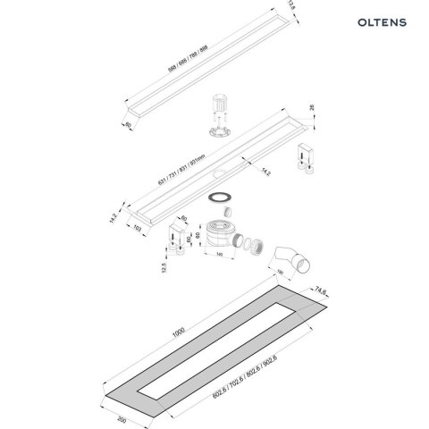 Langan Oltens Langan 60 uniwersalny 2w1 odpływ prysznicowy liniowy 60 cm z kołnierzem 30001000 Langan Oltens Langan 60 uniwersalny 2w1 odpływ prysznicowy liniowy 60 cm z kołnierzem 30001000