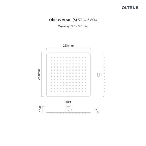 Atran Oltens Atran (S) deszczownica 22 cm kwadratowa złota 37005800 Atran Oltens Atran (S) deszczownica 22 cm kwadratowa złota 37005800