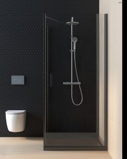 Rinnan Oltens Rinnan kabina prysznicowa 100x80 cm prostokątna drzwi ze ścianką czarny mat/szkło przezroczyste 20218300