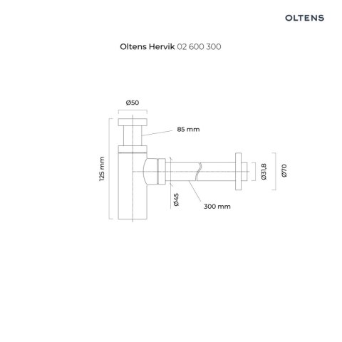Hervik Oltens Hervik syfon umywalkowy mosiężny okrągły czarny mat 02600300 Hervik Oltens Hervik syfon umywalkowy mosiężny okrągły czarny mat 02600300