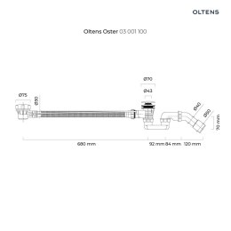 Oster Oltens Oster syfon wannowy automatyczny z pokrętłem czarny mat 03001300